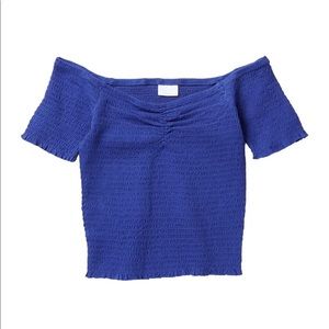 Abound Smocked Off Shoulder Crop Top Large NWOT